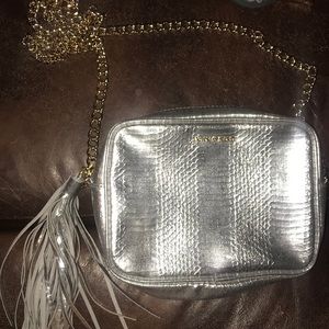 Silver faux snakeskin Victoria secret purse